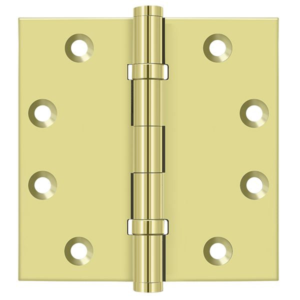 Deltana - 4-1/2" x 4-1/2" Square Hinge; Ball Bearings - Bright Brass