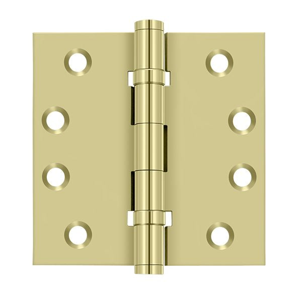 Deltana - 4" x 4" Square Hinge; Ball Bearings - Unlacquered Bright Brass