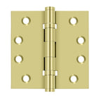 Deltana - 4" x 4" Square Hinge; Ball Bearings - Bright Brass
