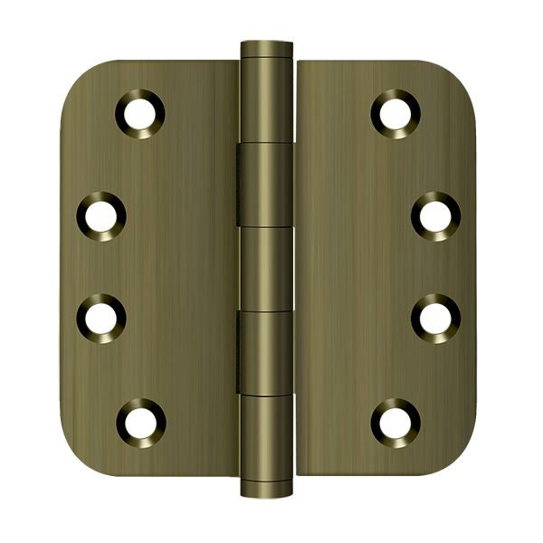Deltana - 4" x 4" x 5/8" Radius Hinge (Door Solid Brass) - Antique Brass