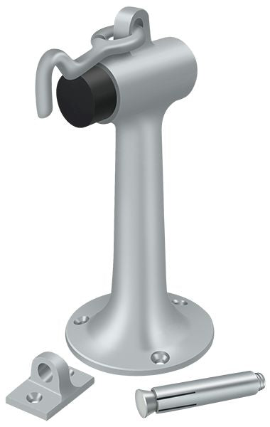 Deltana - Floor Mount, 6" Bumper with Hook and Eye, Heavy Duty, - Satin Chrome