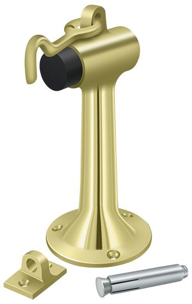 Deltana - Floor Mount, 6" Bumper with Hook and Eye, Heavy Duty, - Bright Brass