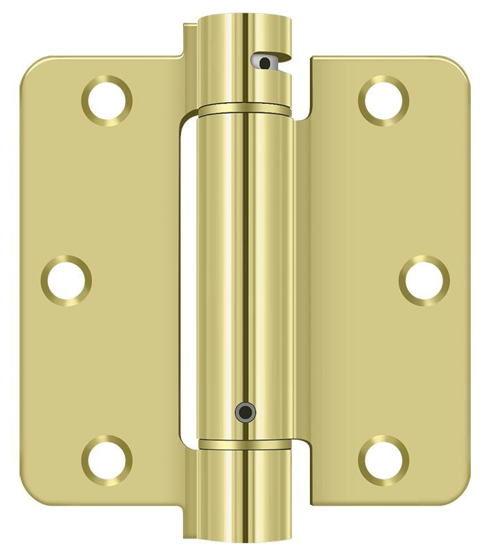 Deltana - 3-1/2" x 3-1/2" x 1/4" Spring Hinge - Bright Brass