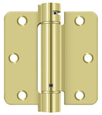Deltana - 3-1/2" x 3-1/2" x 1/4" Spring Hinge - Bright Brass