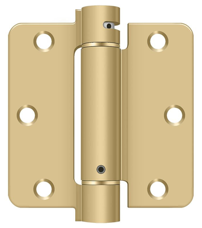 Deltana - 3-1/2" x 3-1/2" x 1/4" Spring Hinge - Satin Brass