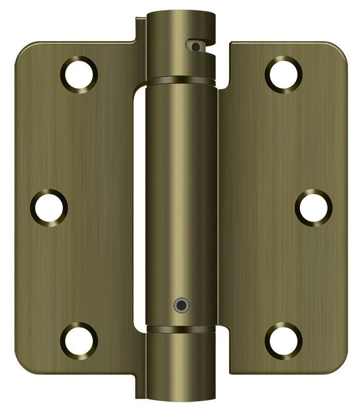 Deltana - 3-1/2" x 3-1/2" x 1/4" Spring Hinge - Antique Brass