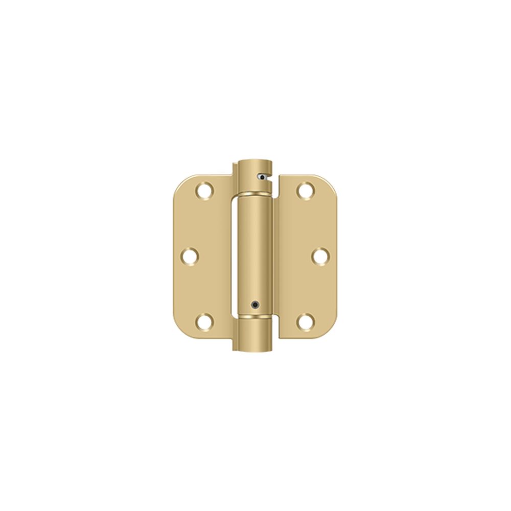 Deltana DSH35R53/4 3-1/2" x 3-1/2" x 5/8" Spring Hinge; Bright Brass By Satin Brass Finish Main image
