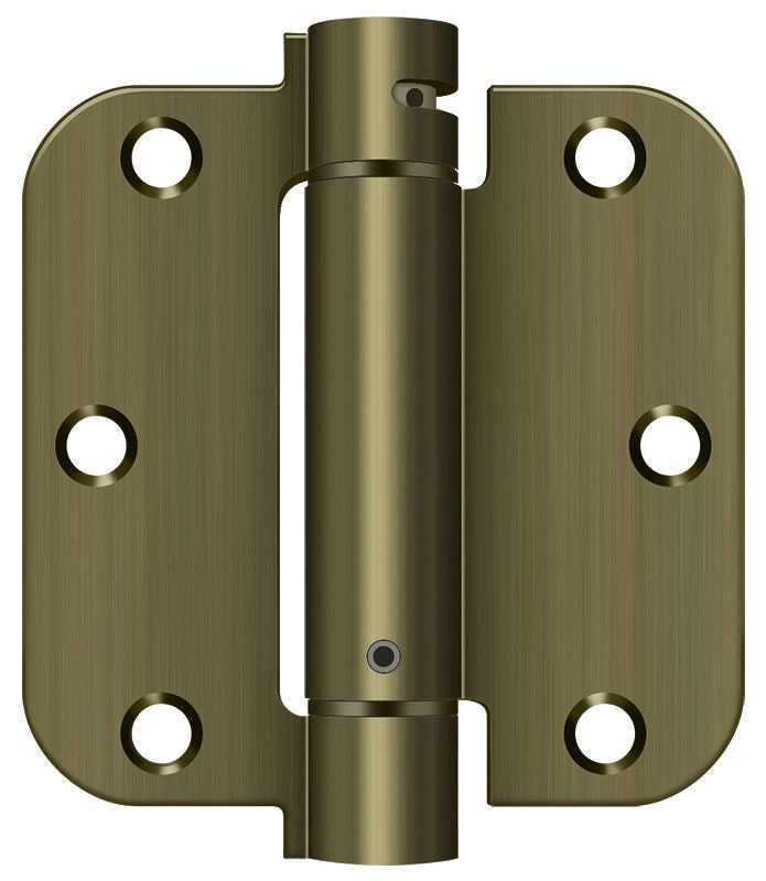 Deltana - 3-1/2" x 3-1/2" x 5/8" Spring Hinge - Antique Brass