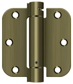 Deltana - 3-1/2" x 3-1/2" x 5/8" Spring Hinge - Antique Brass