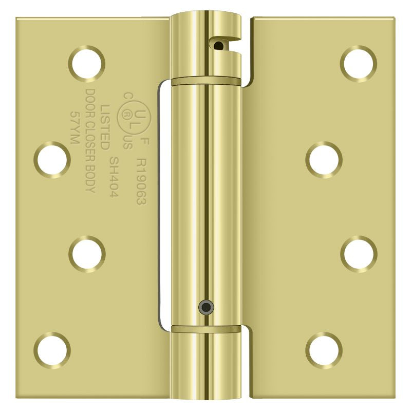 Deltana - 4" x 4" Spring Hinge - Bright Brass