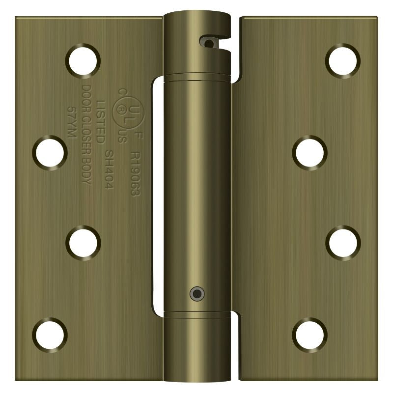 Deltana - 4" x 4" Spring Hinge - Antique Brass