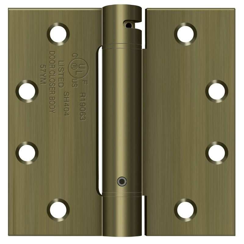 Deltana - 4-1/2" x 4-1/2" Spring Hinge - Antique Brass
