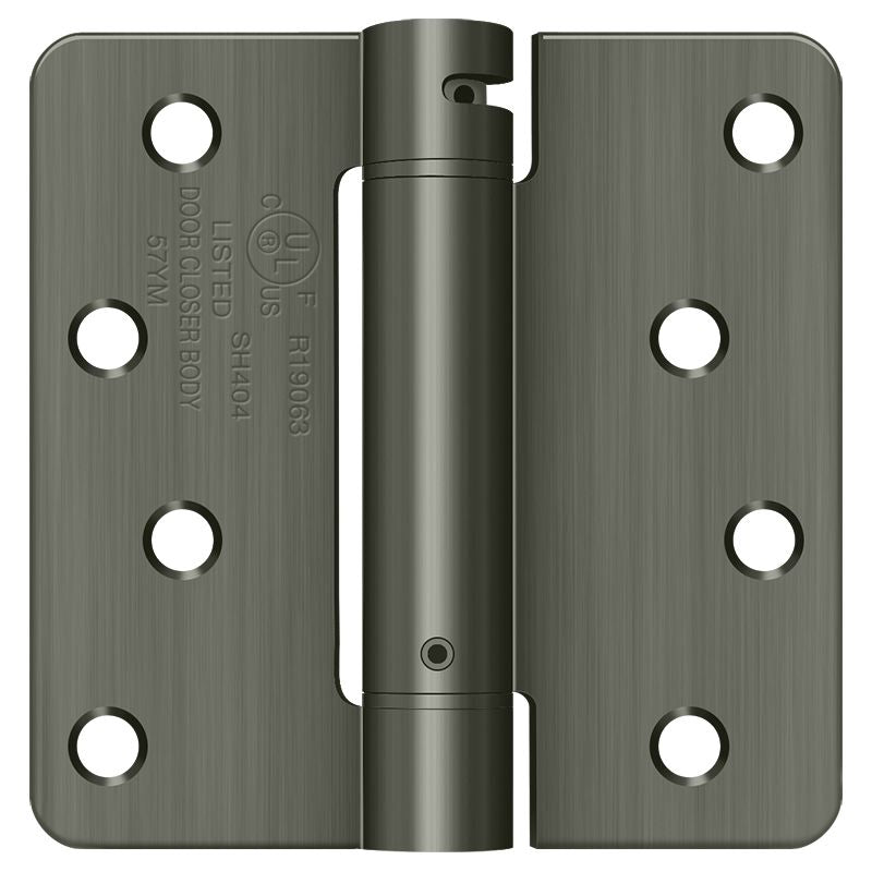 Deltana - 4" x 4" x 1/4" Radius Spring Hinge - Antique Nickel