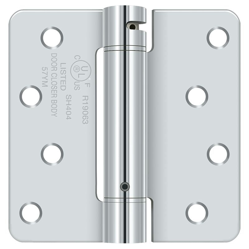 Deltana - 4" x 4" x 1/4" Radius Spring Hinge - Bright Chrome