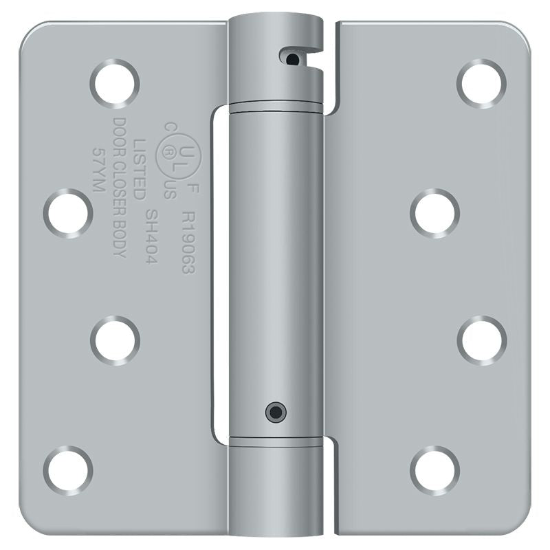 Deltana - 4" x 4" x 1/4" Radius Spring Hinge - Satin Chrome