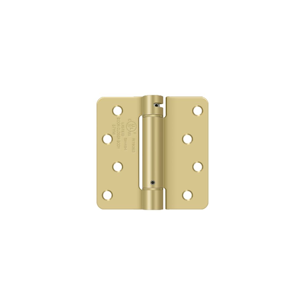 Deltana - 4" x 4" x 1/4" Radius Spring Hinge - Satin Brass