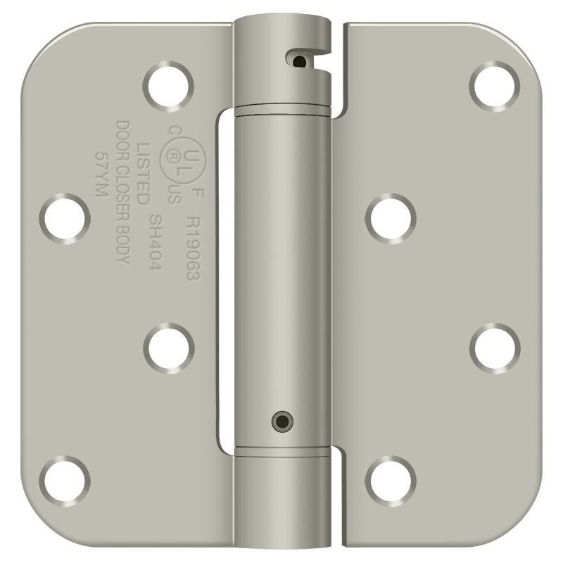 Deltana - 4" x4" 5/8" Radius Spring Hinge Benchmark - Satin Nickel