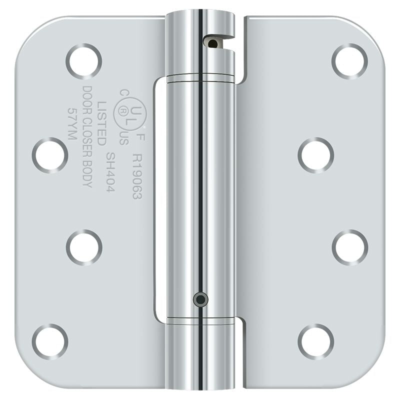 Deltana - 4" x 4" 5/8" Radius Spring Hinge - Bright Chrome