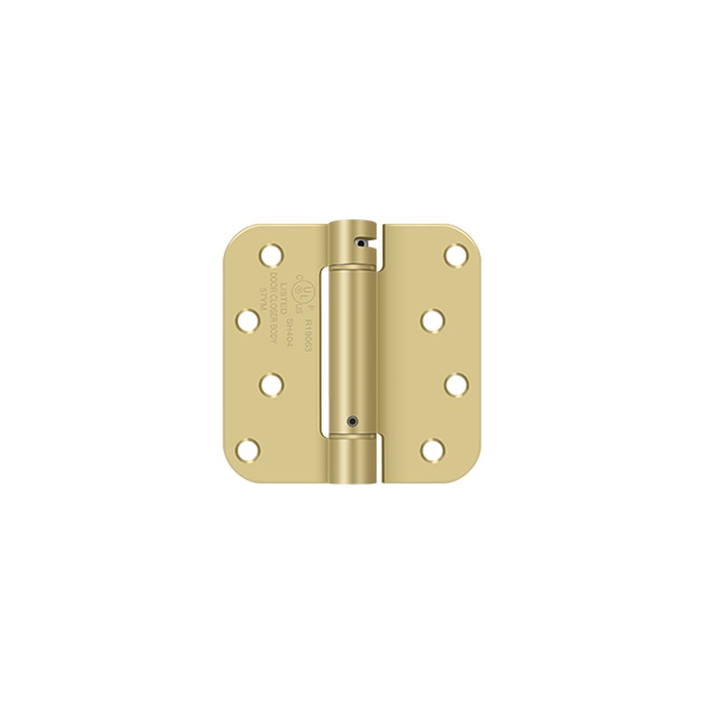 Deltana DSH4R53/4 4" x 4" 5/8" Radius Spring Hinge; Bright Brass By Satin Brass Finish Main image