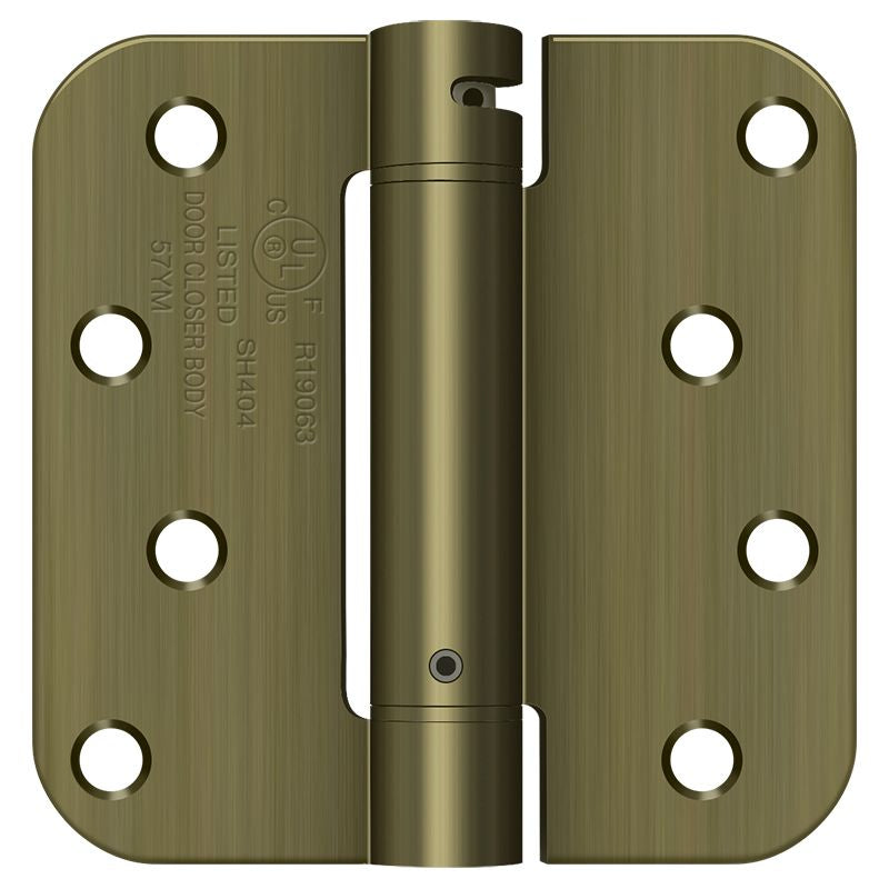 Deltana - 4" x 4" 5/8" Radius Spring Hinge - Antique Brass