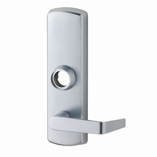 Dexter Commercial ED1000TNLRESCNCUS26D Night Latch Lever Exit Device Trim with Regular Lever Less Cylinder Satin Chrome Finish Main image
