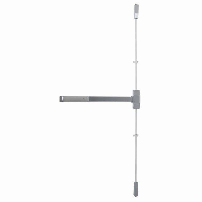 Dexter Commercial ED1000VEO3FT7FTDHUS26D 3' x 7' Grade 1 Surface Vertical Rod Exit Only Exit Device Satin Chrome Finish Main image