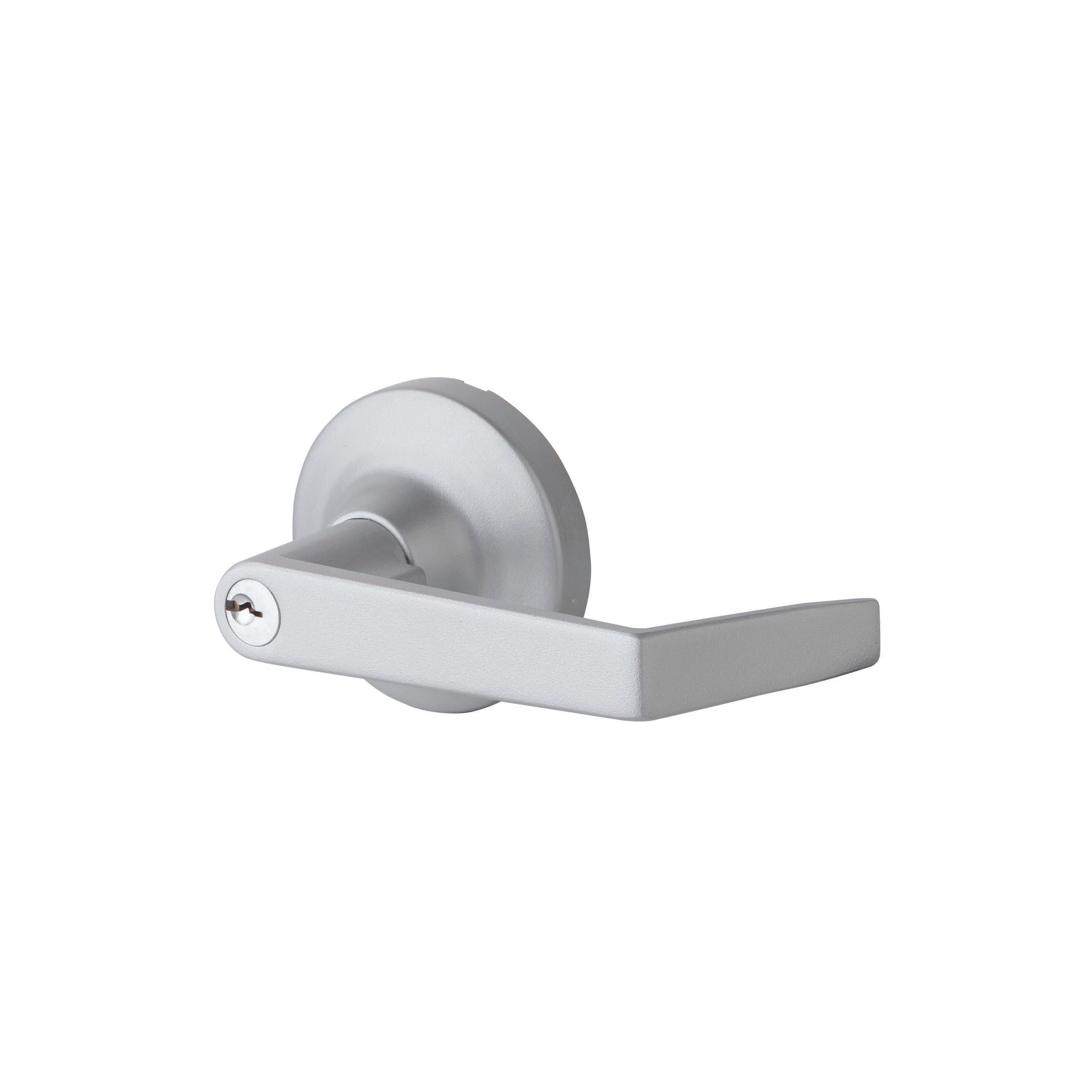 Dexter Commercial ED1500TNLRKDCSP28 Night Latch Key in Lever Exit Device Trim with Regular Lever and C Keyway Aluminum Finish Main image