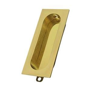 Deltana - Flush Pull; Rectangle; 3-1/8" x 15/16" - Unlacquered Bright Brass