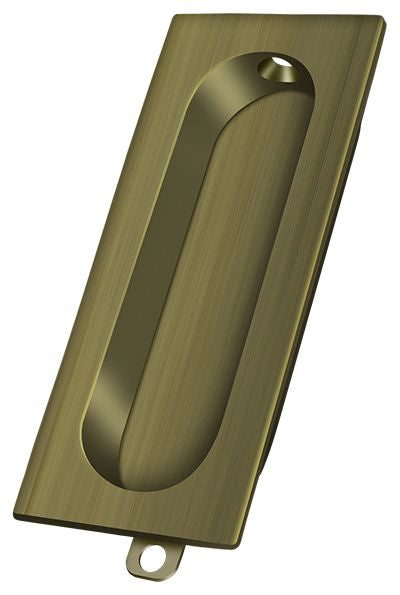 Deltana - Flush Pull; Rectangle; 3-1/8" x 15/16" - Antique Brass