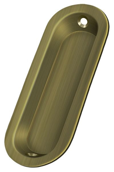 Deltana - Flush Pull; Oblong; 3-1/2" x 11/4" x 5/16" - Antique Brass