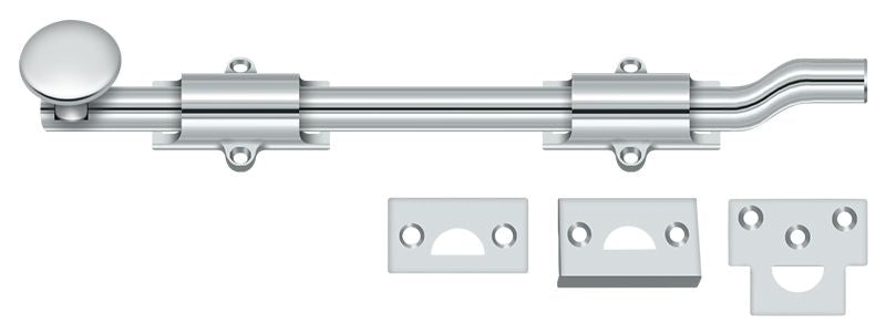 Deltana - 10" Surface Bolt with Offset; Heavy Duty - Bright Chrome