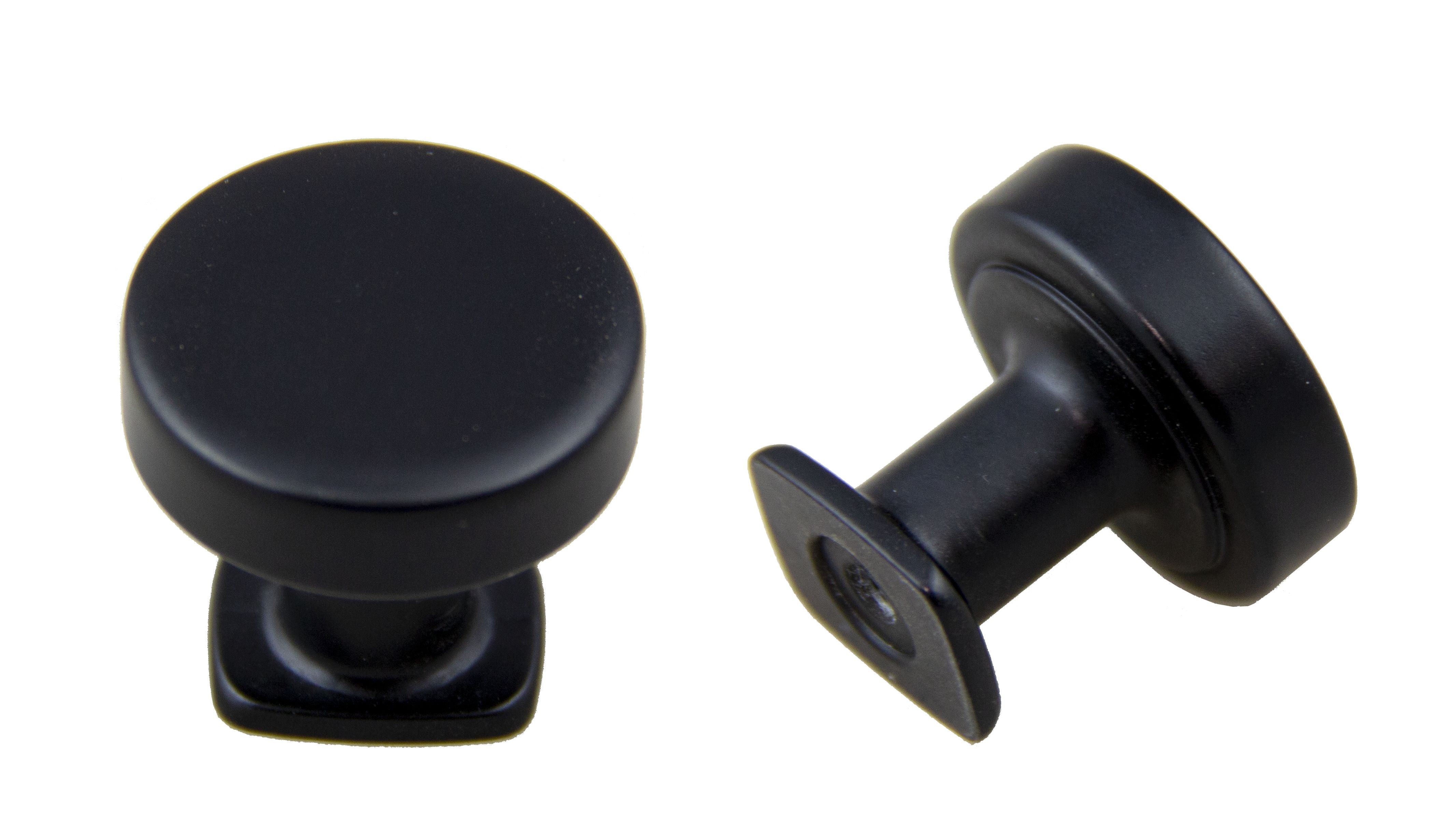 Pride Industrial K1218BK 1-1/4" Diameter Manhattan Cabinet Knob Matte Black Finish Main image