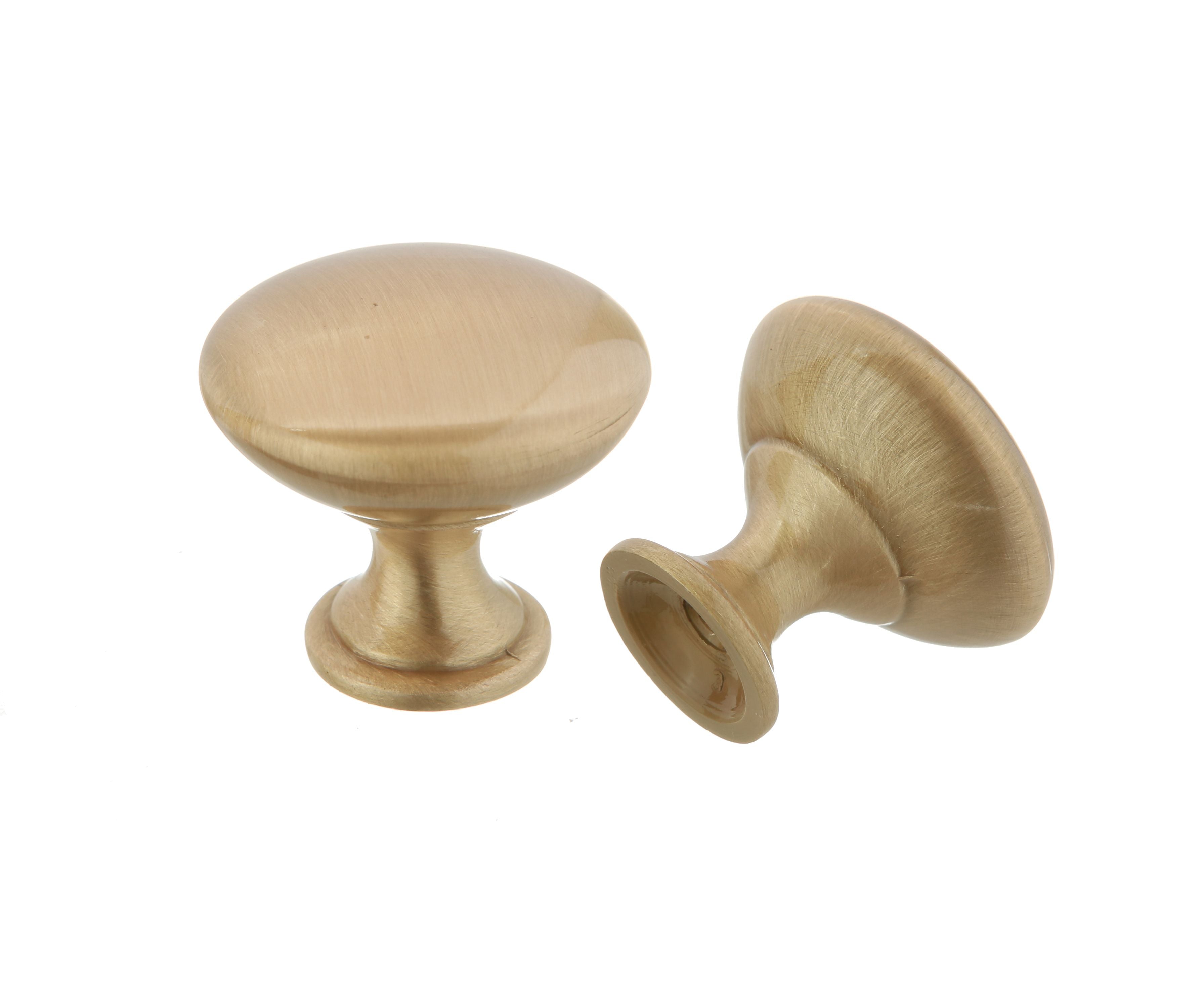 Pride Industrial K910SB 1-1/16" Diecast Mushroom Cabinet Knob Satin Brass Finish Main image