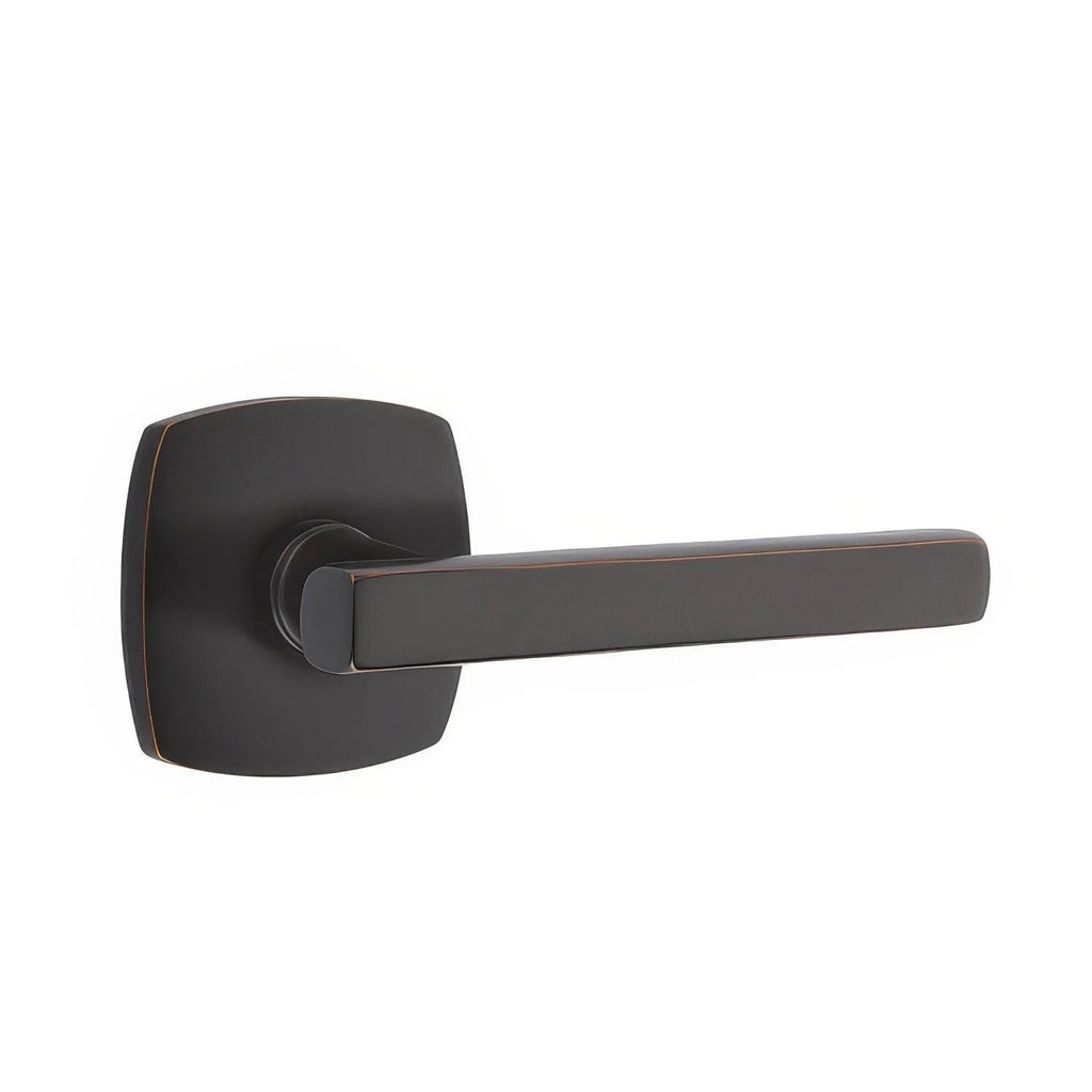 Emtek 5326FRLUS Freestone Lever  2-3/8" Backset Privacy with Urban Modern Rose for 1-1/4" to 2" Door