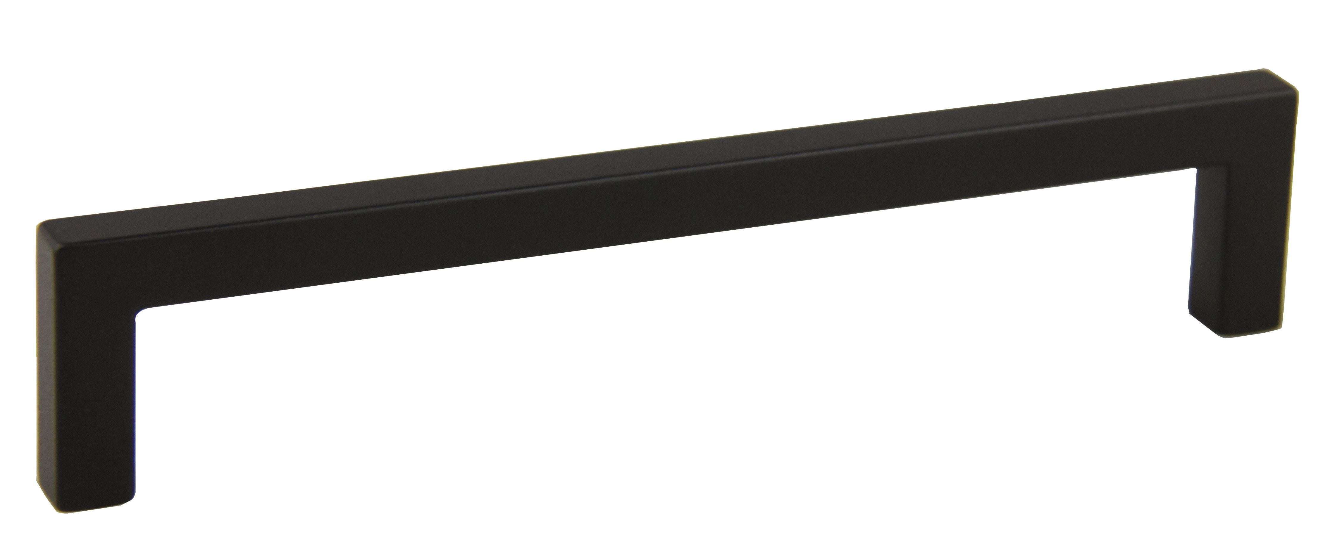 Pride Industrial P87228BK 6-3/8" Modern Square Cabinet Pull with 6-3/10" Center to Center Matte Black Finish Main image