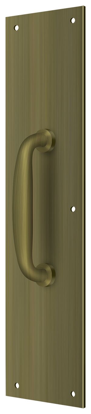 Deltana - Push Plate with Handle 3-1/2" x 15 " - Handle 5 1/2" - Antique Brass