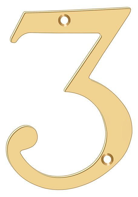 Deltana RN4-3 4" Numbers; Solid Brass; Lifetime Brass Finish Main image