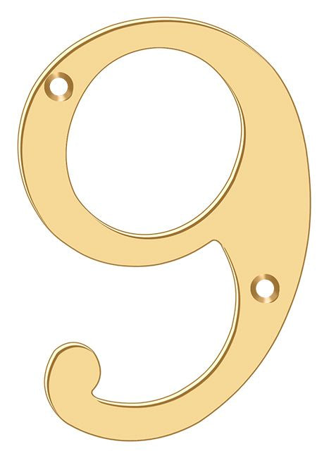 Deltana RN4-9 4" Numbers; Solid Brass; Lifetime Brass Finish Main image