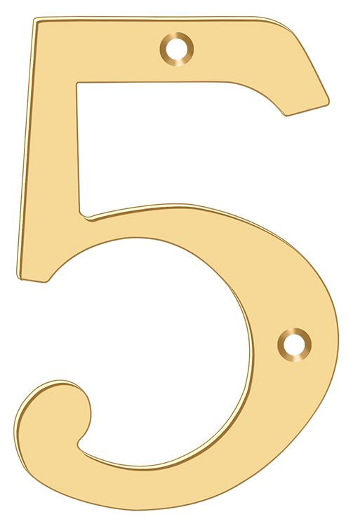 Deltana RN6-5 6" Numbers; Solid Brass; Lifetime Brass Finish Main image
