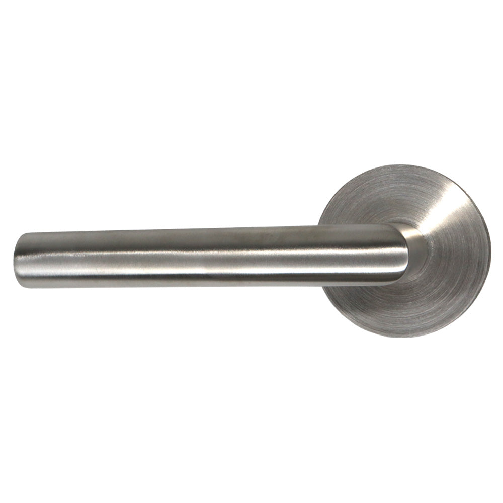 Emtek - Stuttgart Lever 2-3/8" Backset Passage with Disk Rose for 1-1/4" to 2" Door - Brushed Stainless Steel (Left Hand)