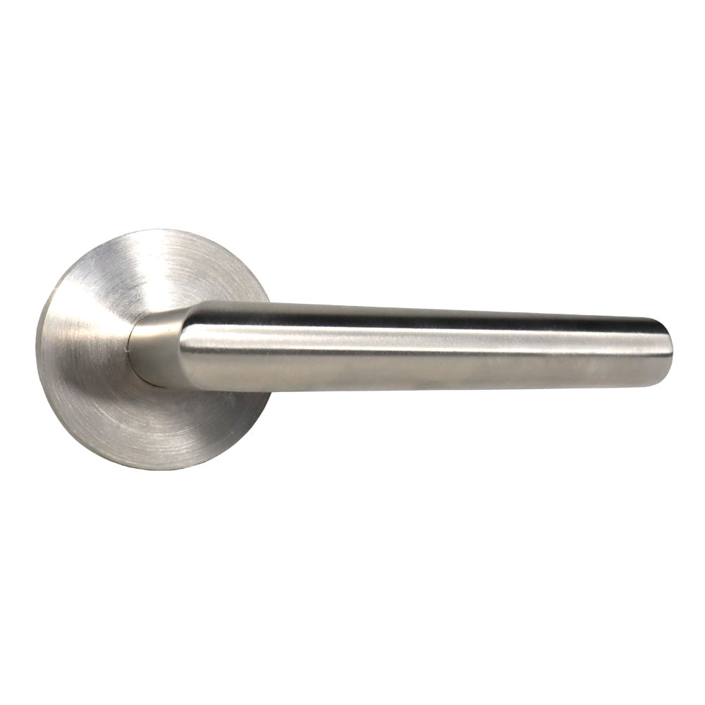 Emtek - Stuttgart Lever 2-3/8" Backset Passage with Disk Rose for 1-1/4" to 2" Door - Brushed Stainless Steel (Right Hand)