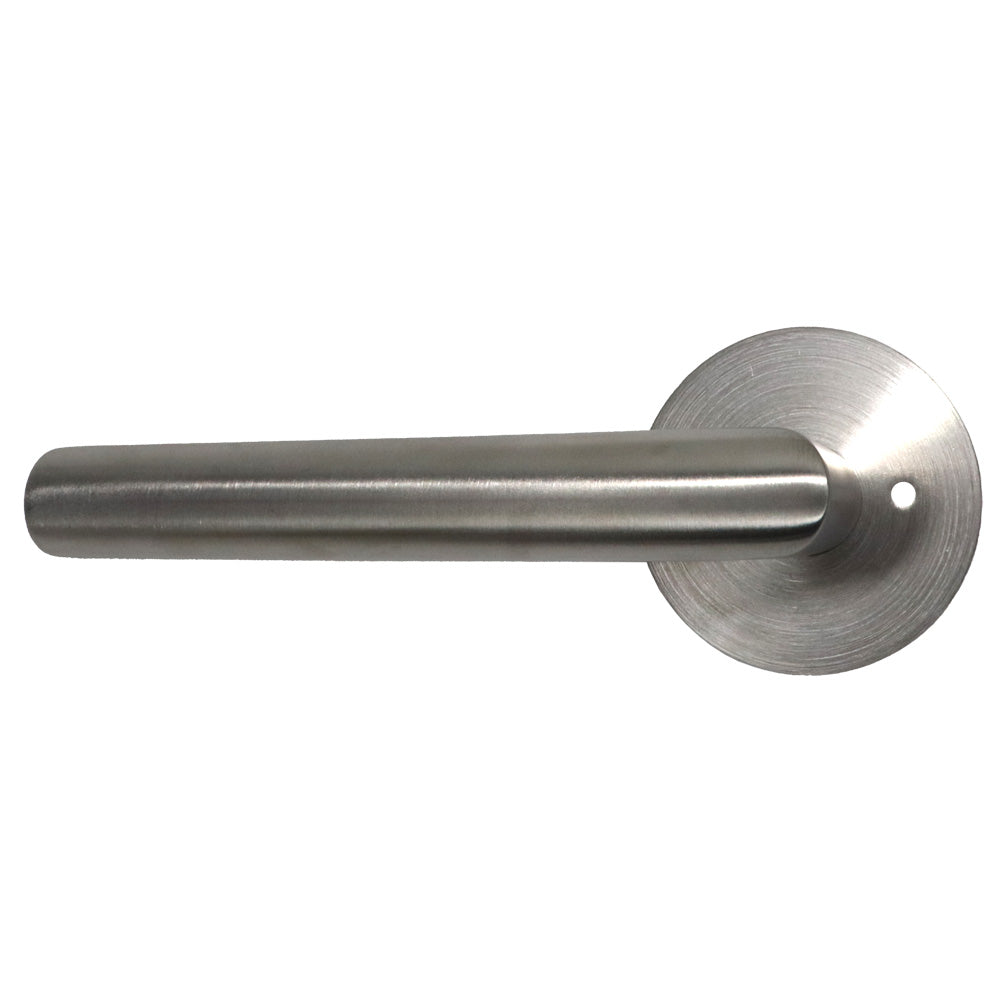 Emtek - Stuttgart Lever 2-3/8" Backset Privacy with Disk Rose for 1-1/4" to 2" Door - Brushed Stainless Steel (Left Hand)