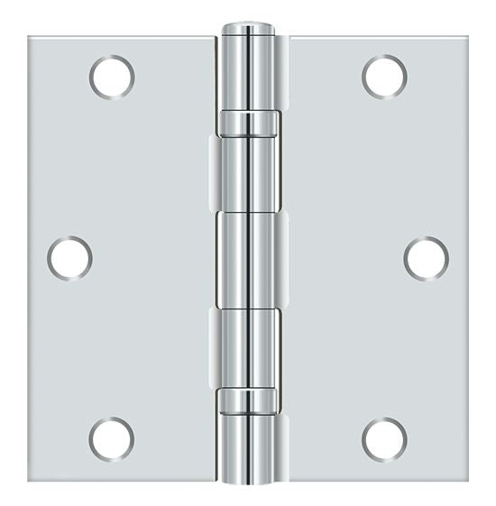 Deltana - 3-1/2" x 3-1/2" Square Corner Ball Bearing Hinge - Bright Chrome
