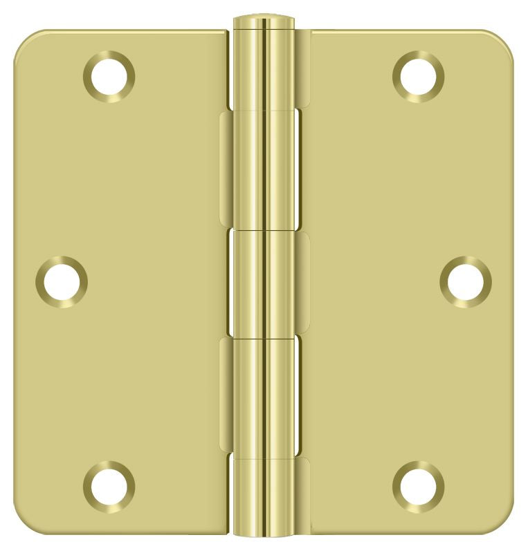 Deltana - 3-1/2" x 3-1/2" x 1/4" Radius Hinge; Residential Thickness - Bright Brass