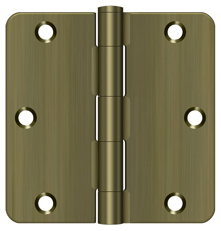 Deltana - 3-1/2" x 3-1/2" x 1/4" Radius Hinge; Residential Thickness - Antique Brass
