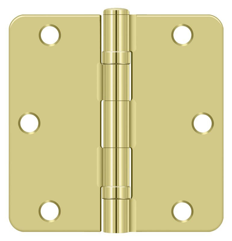 Deltana - 3-1/2" x 3-1/2" x 1/4" Radius Hinge; Ball Bearing - Bright Brass