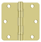 Deltana - 3-1/2" x 3-1/2" x 1/4" Radius Hinge; Ball Bearing - Bright Brass