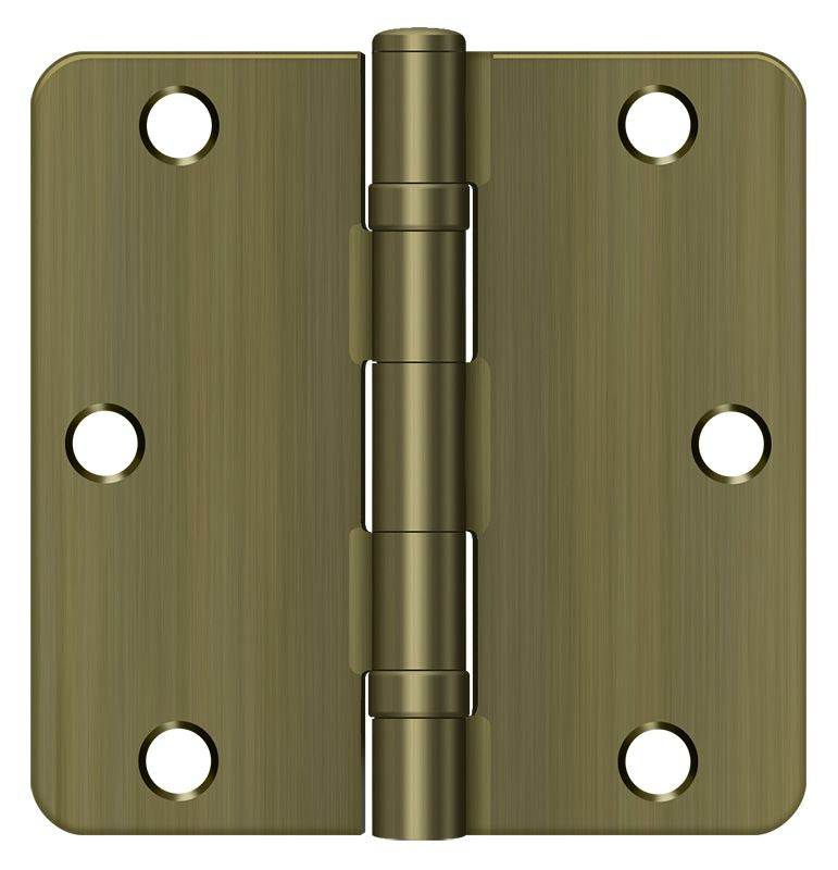 Deltana - 3-1/2" x 3-1/2" x 1/4" Radius Hinge; Ball Bearing - Antique Brass