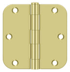 Deltana - 3-1/2" x 3-1/2" x 5/8" Radius Hinge; Residential Thickness - Bright Brass