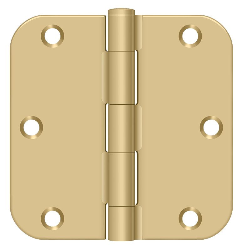 Deltana - 3-1/2" x 3-1/2" x 5/8" Radius Hinge; Residential Thickness - Satin Brass